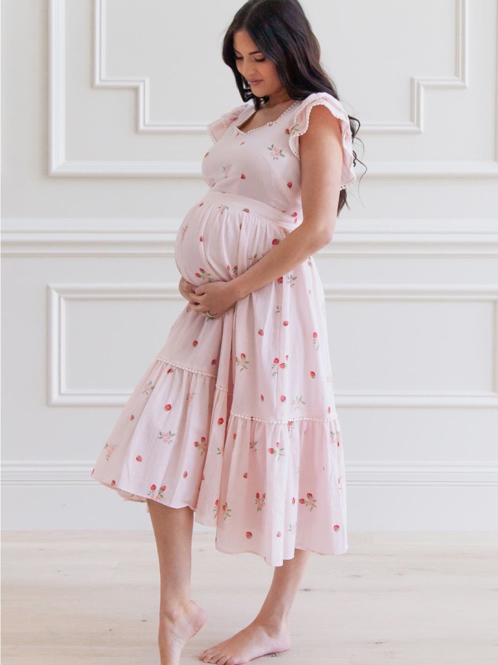 Rachel Parcell Strawberry Print Ruffle Dress 🍓 Rare XS